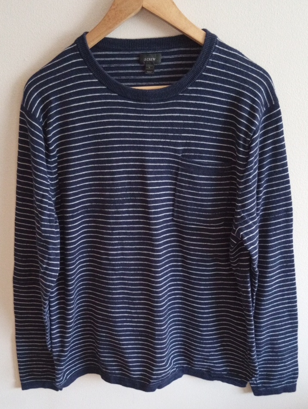 J. Crew 100% Cotton Striped Crewneck Long Sleeve Shirt Size Large